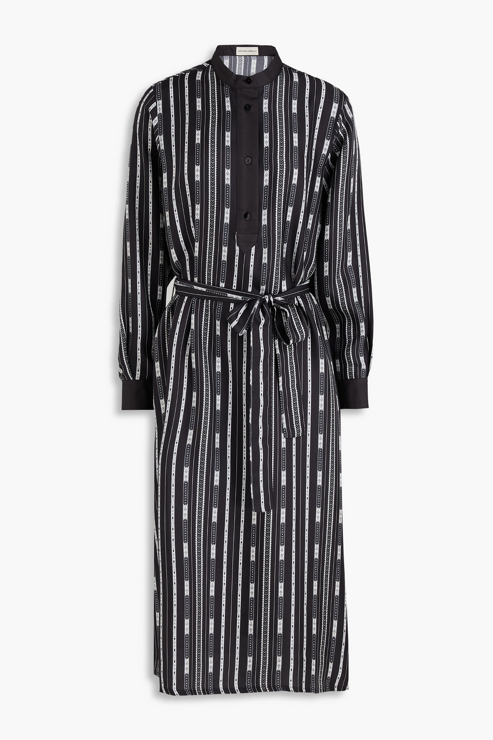 Eve belted printed silk-twill midi dress - Black - M