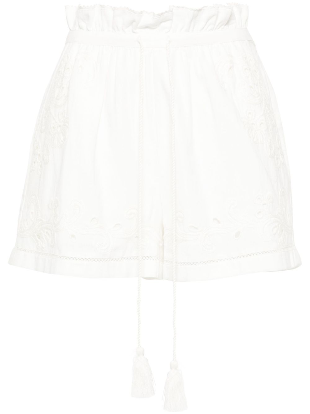 Broderie-anglaise paperbag shorts - White