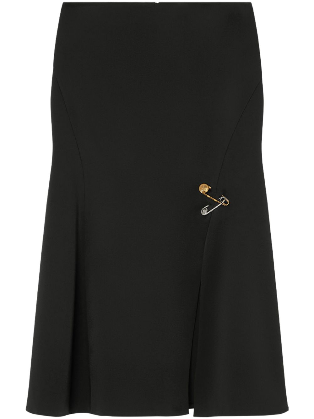 Medusa Safety Pin-detail midi skirt - Black