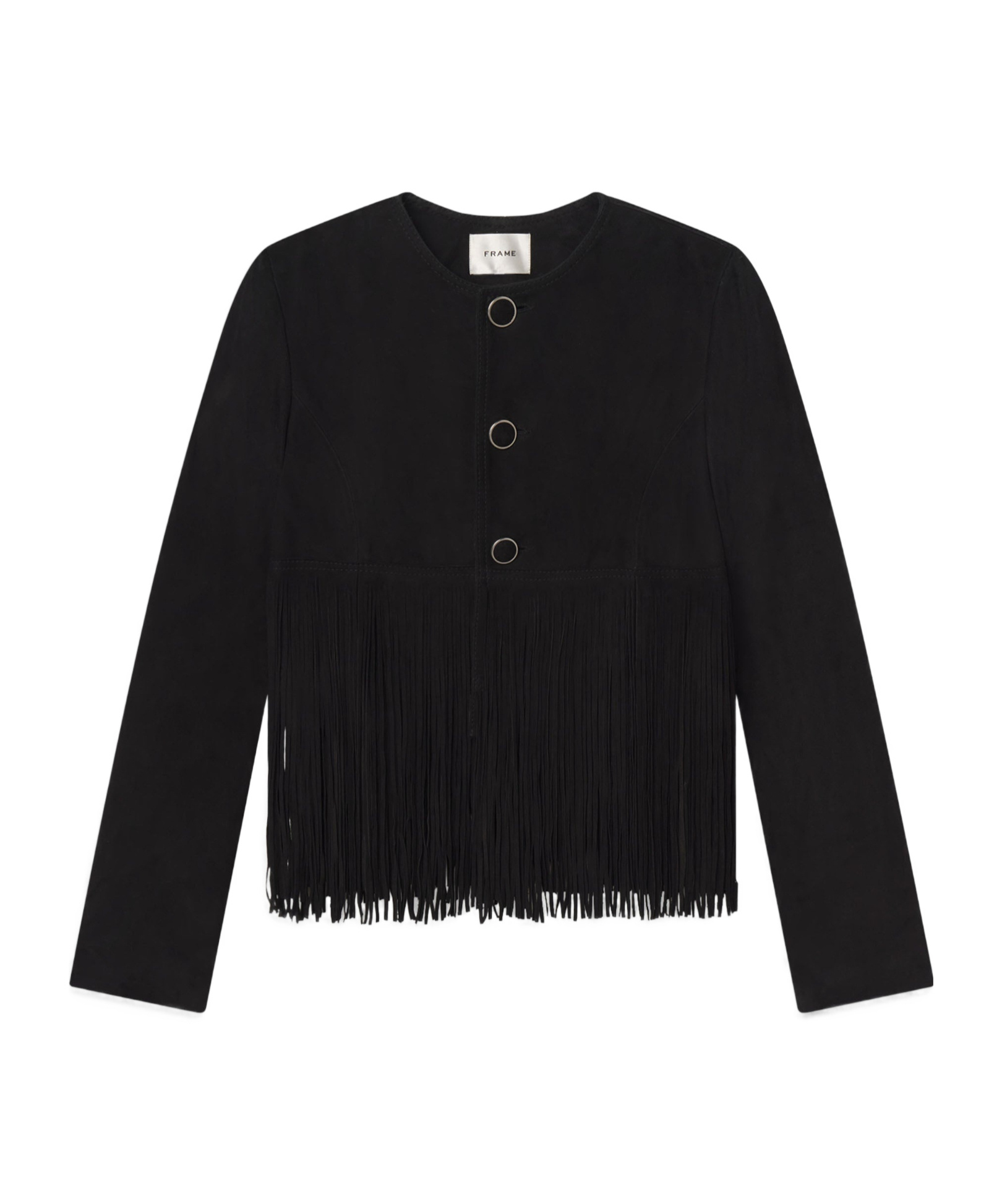 Double-layered fringed leather jacket