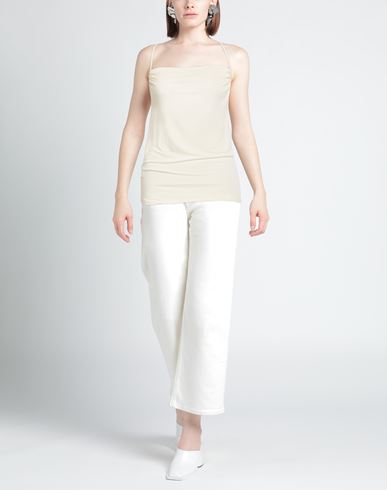 Woman Top Ivory Size L Viscose, Elastane