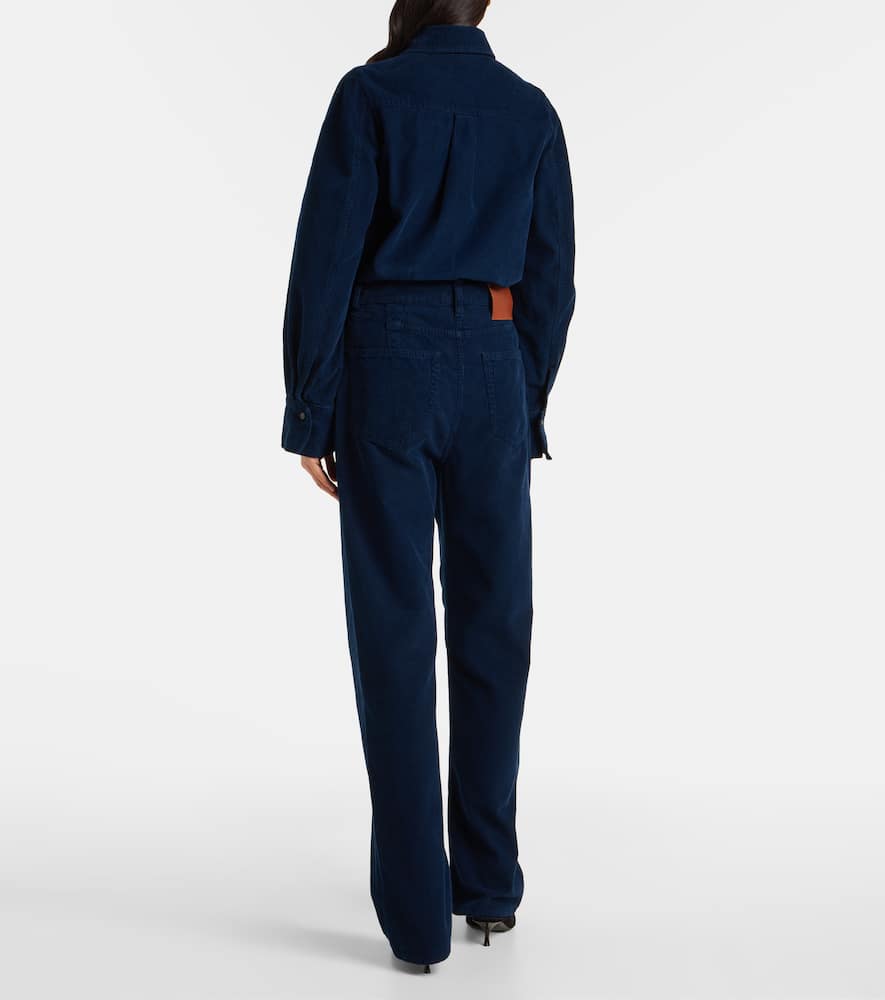 High-rise cotton corduroy straight pants