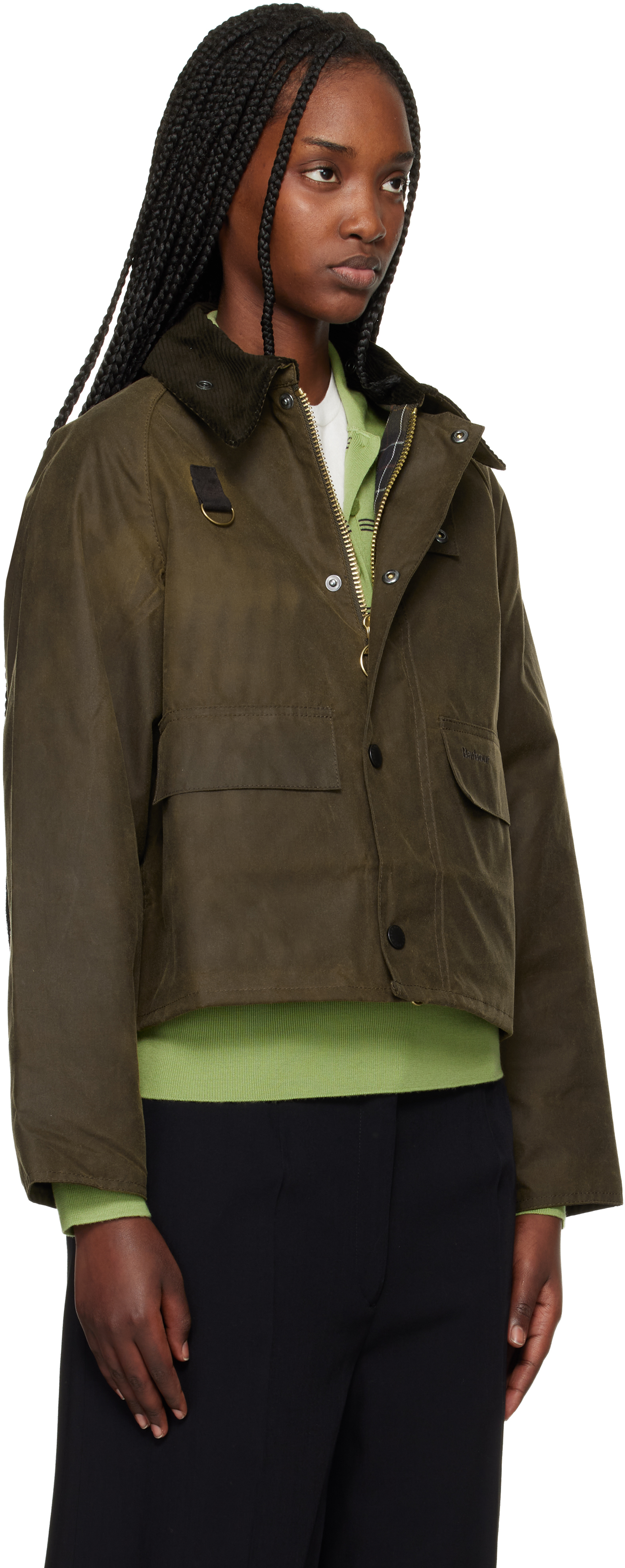 Khaki Spey Slim Waxed Jacket