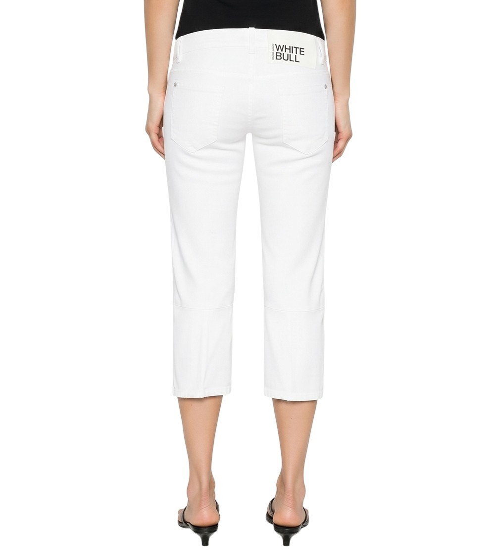 White Straight Mid Rise Jeans