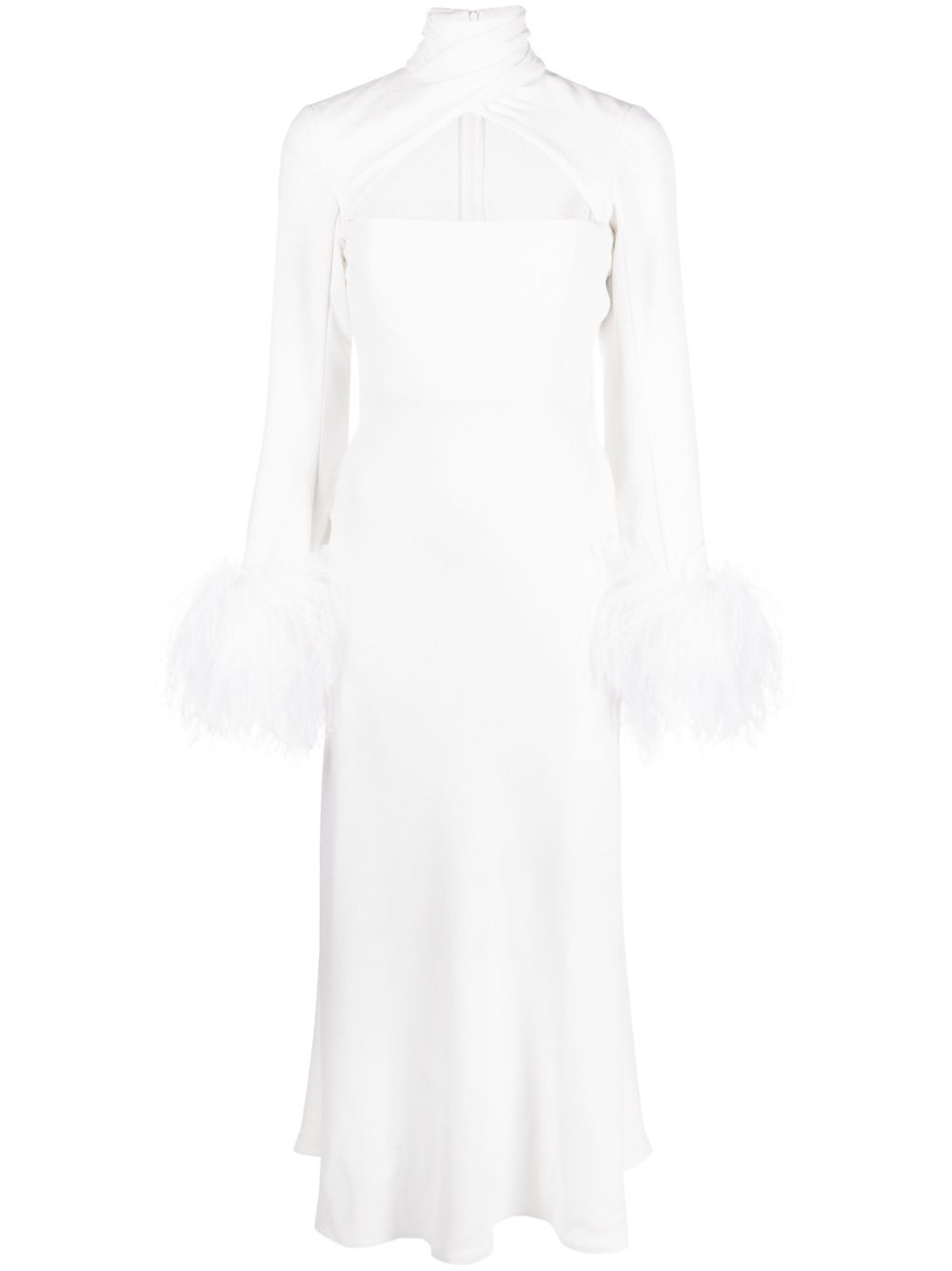 Odessa feather-trimmed dress - White
