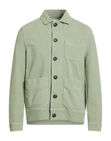 Man Jacket Sage green Size S Cotton, Elastane