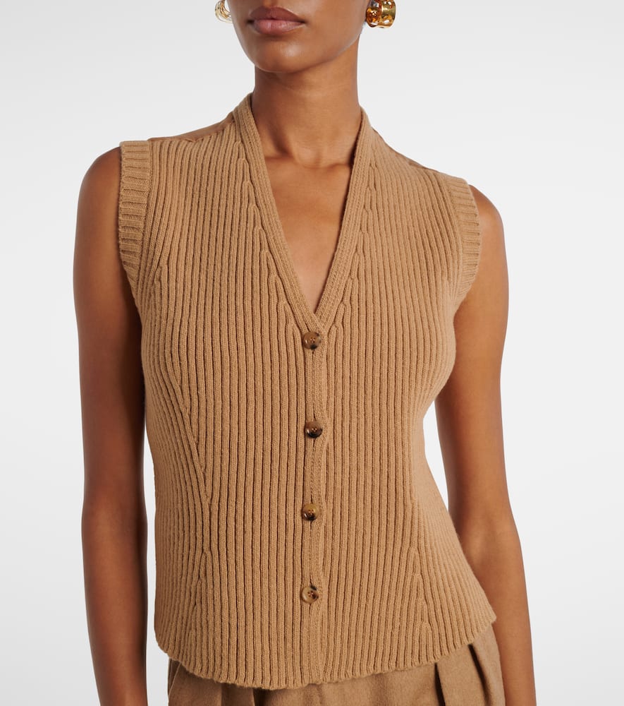 Madre paneled wool-blend and satin vest