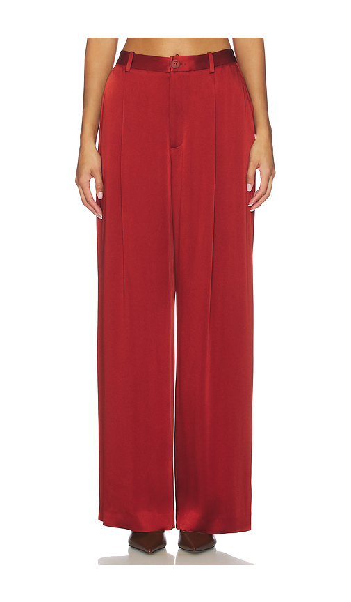 Lapointe Satin Relaxed Pleated Pant in Rust. 4. Also