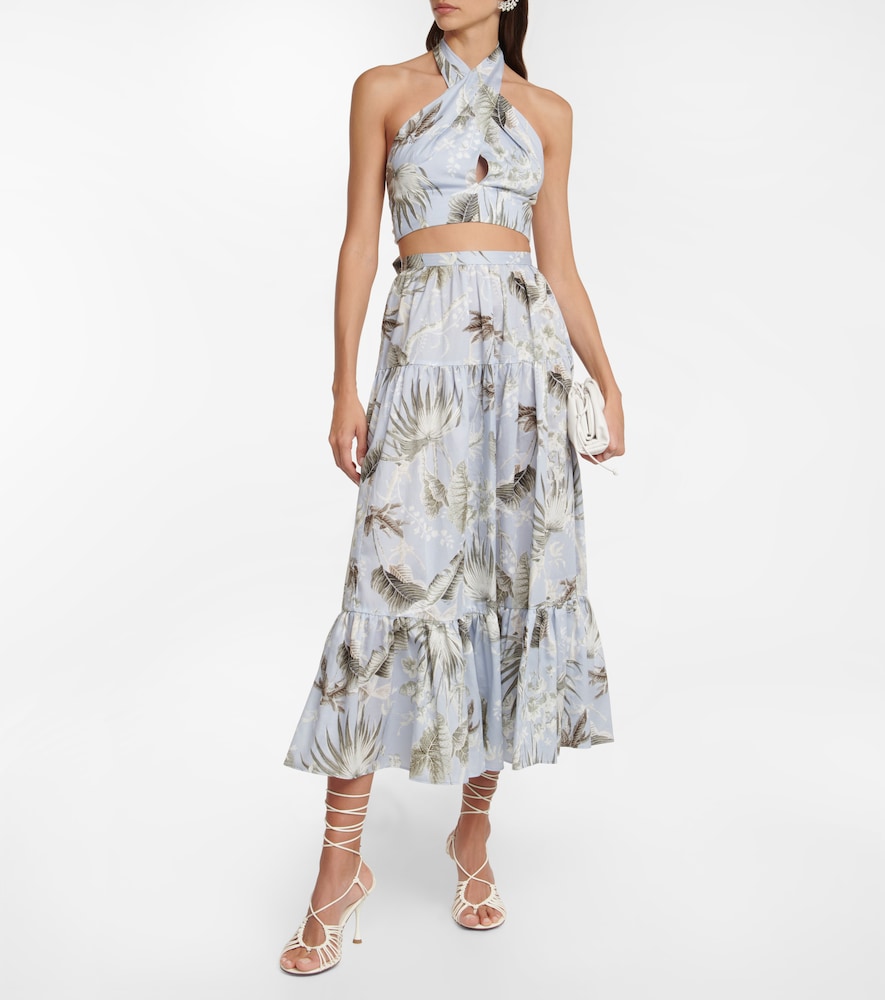 Erdem Olympia printed cotton midi skirt
