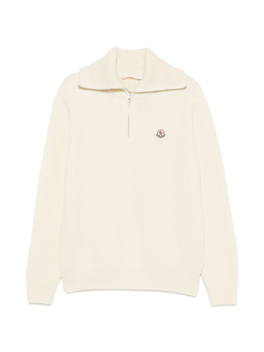 Off White Half Zip Logo Sweater