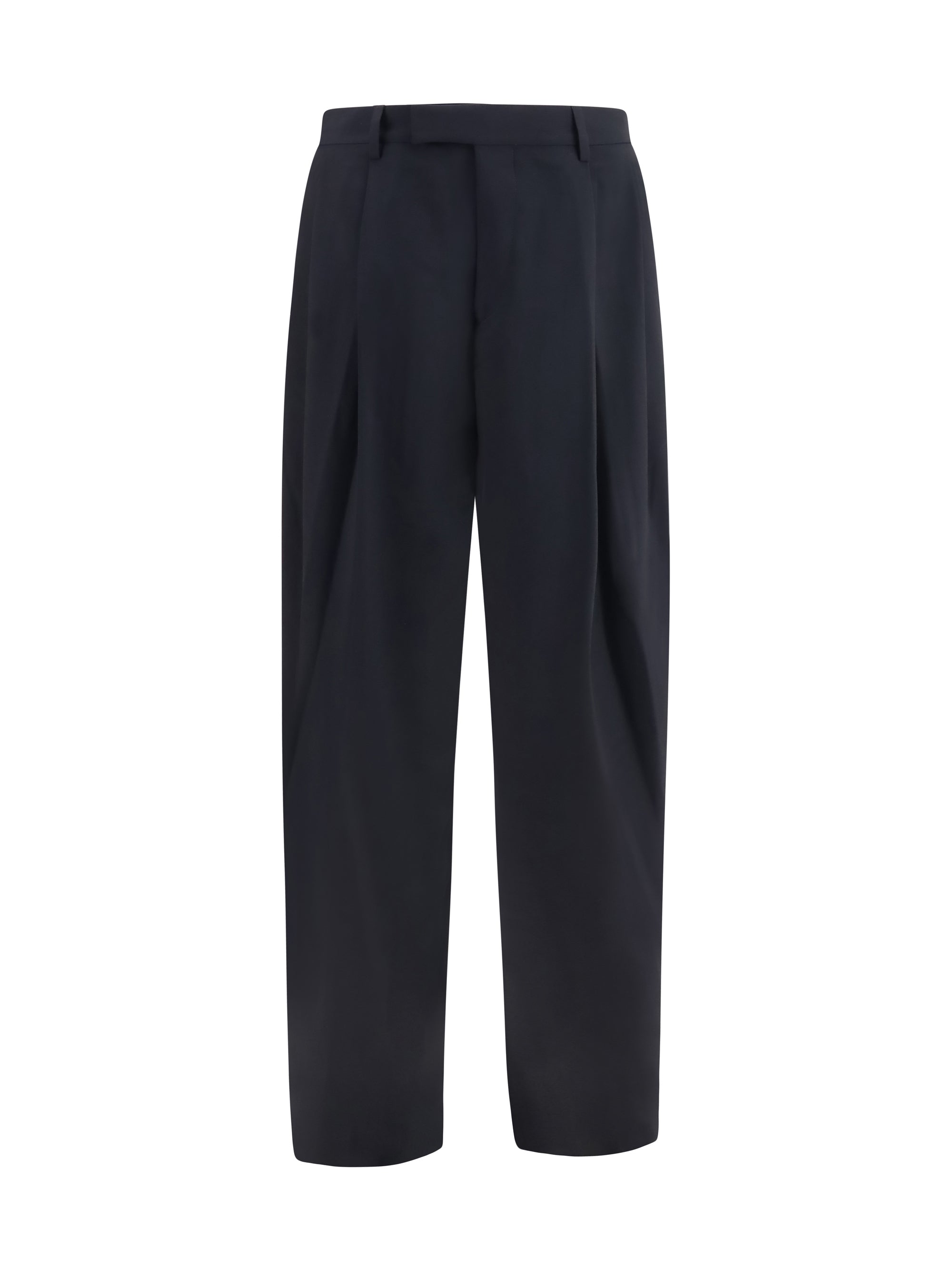 Virgin Wool Tailored Trousers — Navy