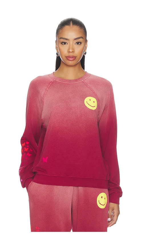 Lauren Moshi Anela Crewneck Raglan Pullover in Maroon Ombre. S also in