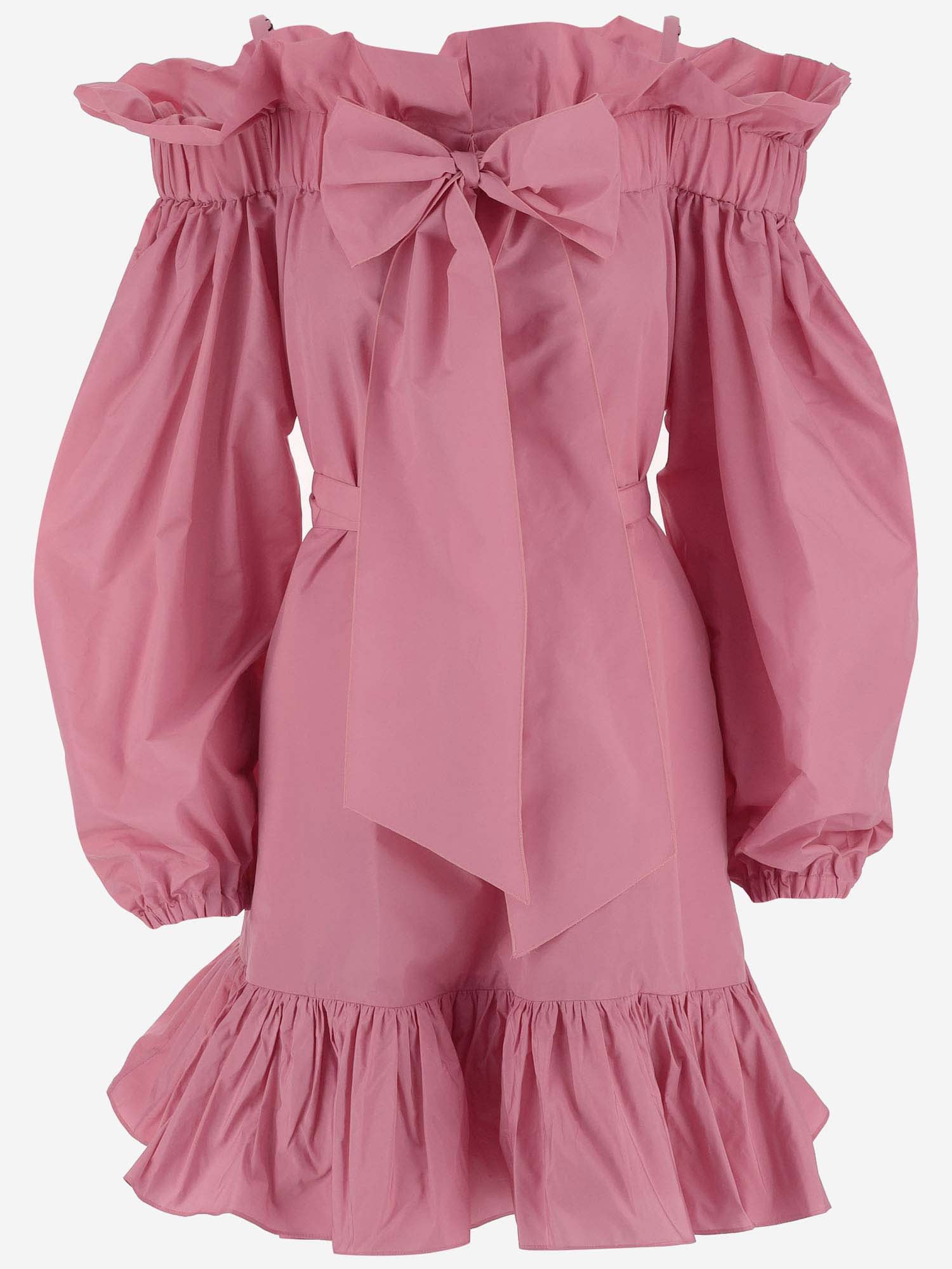 Ruffled detailing belted mini dress - Pink