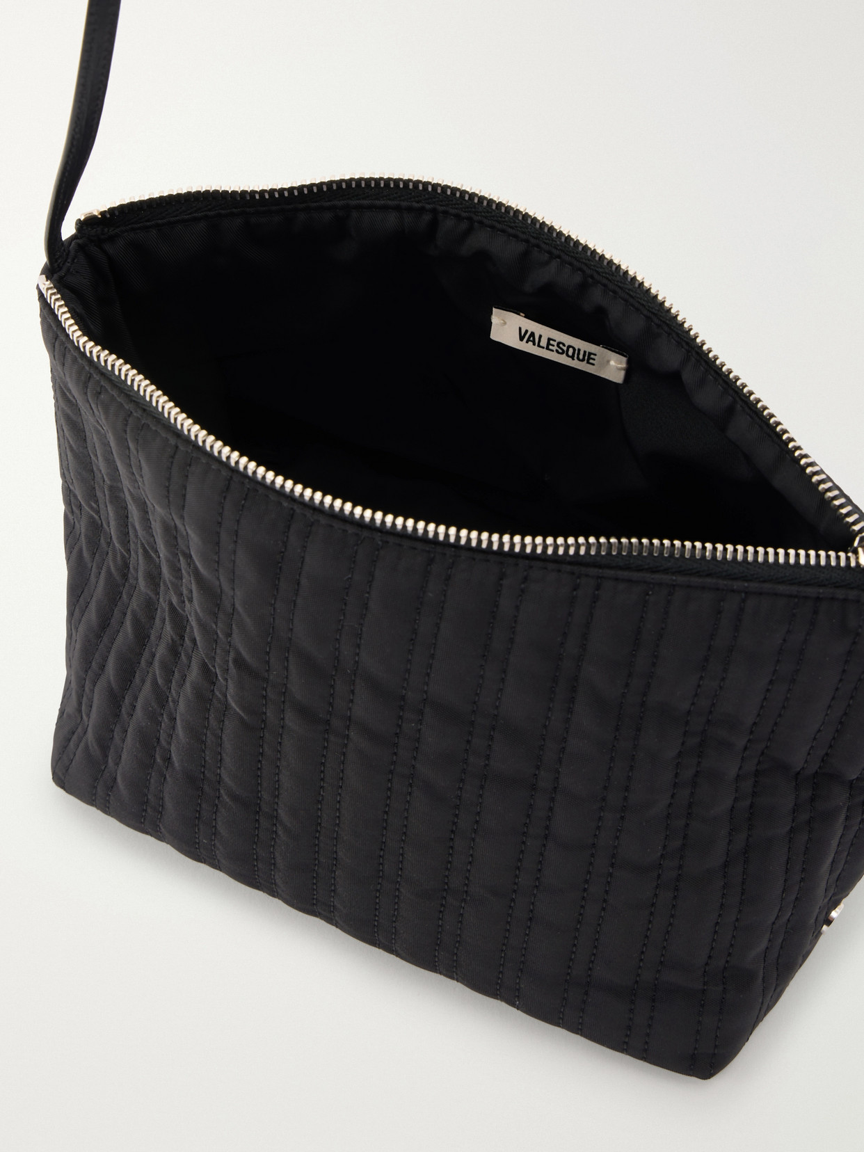 Corset Leather-trimmed Quilted Satin-shell Shoulder Bag - Black