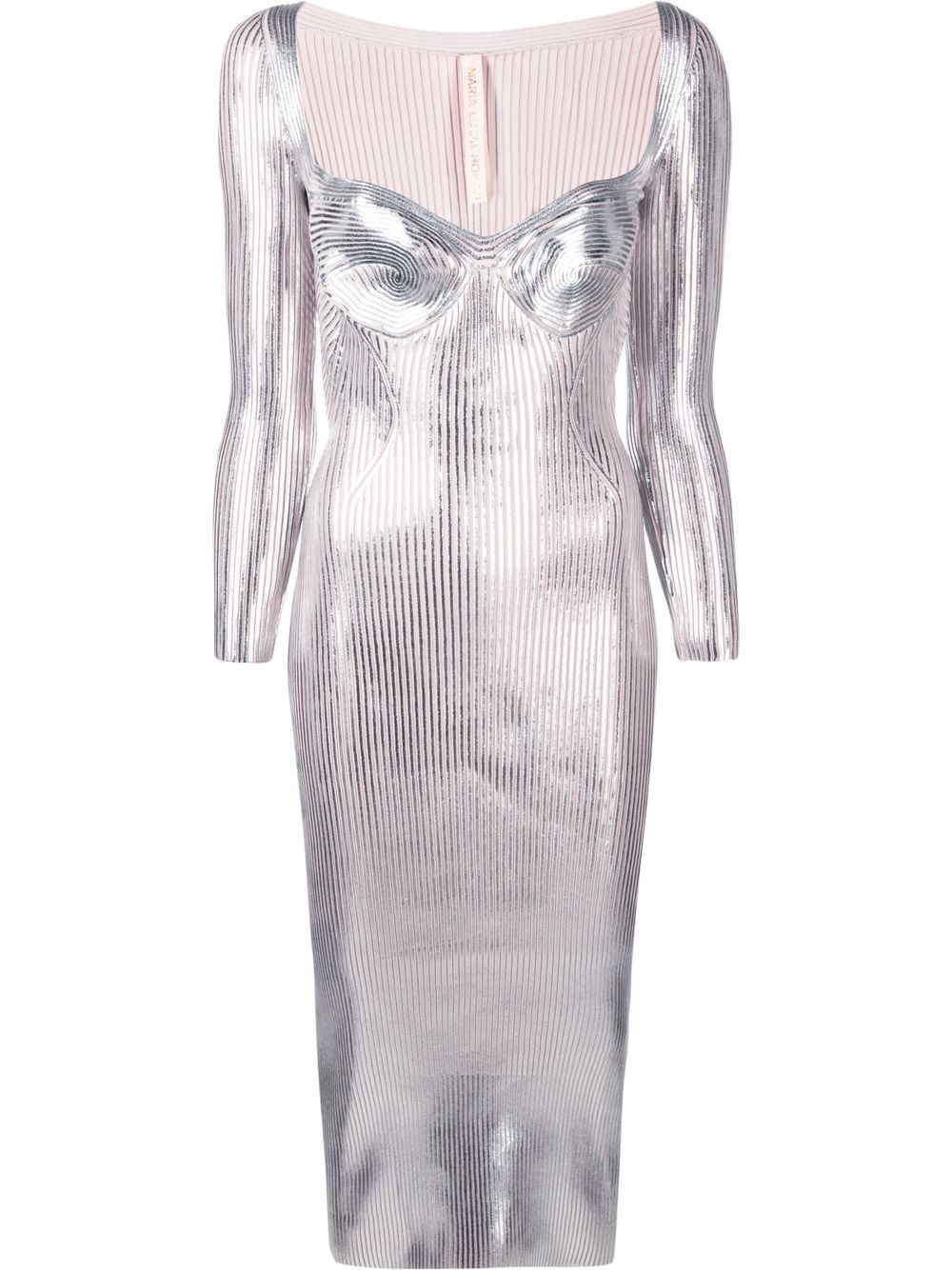 Helen metallic sweetheart-neck dress - Grey
