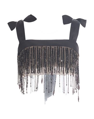 Woman Top Black Size 8 Polyamide, Silk