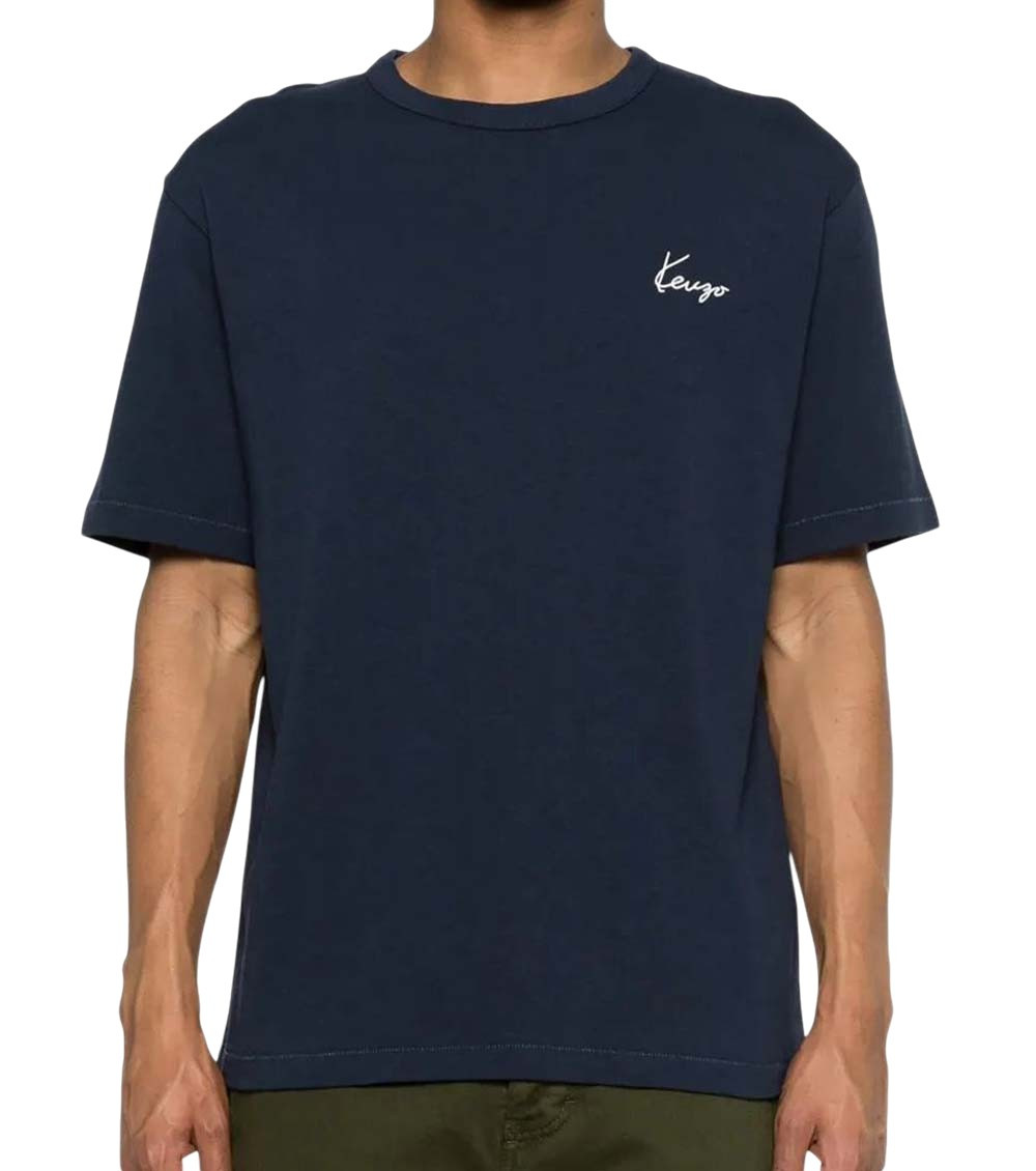 Navy Blue Logo Crew Neck T-Shirt
