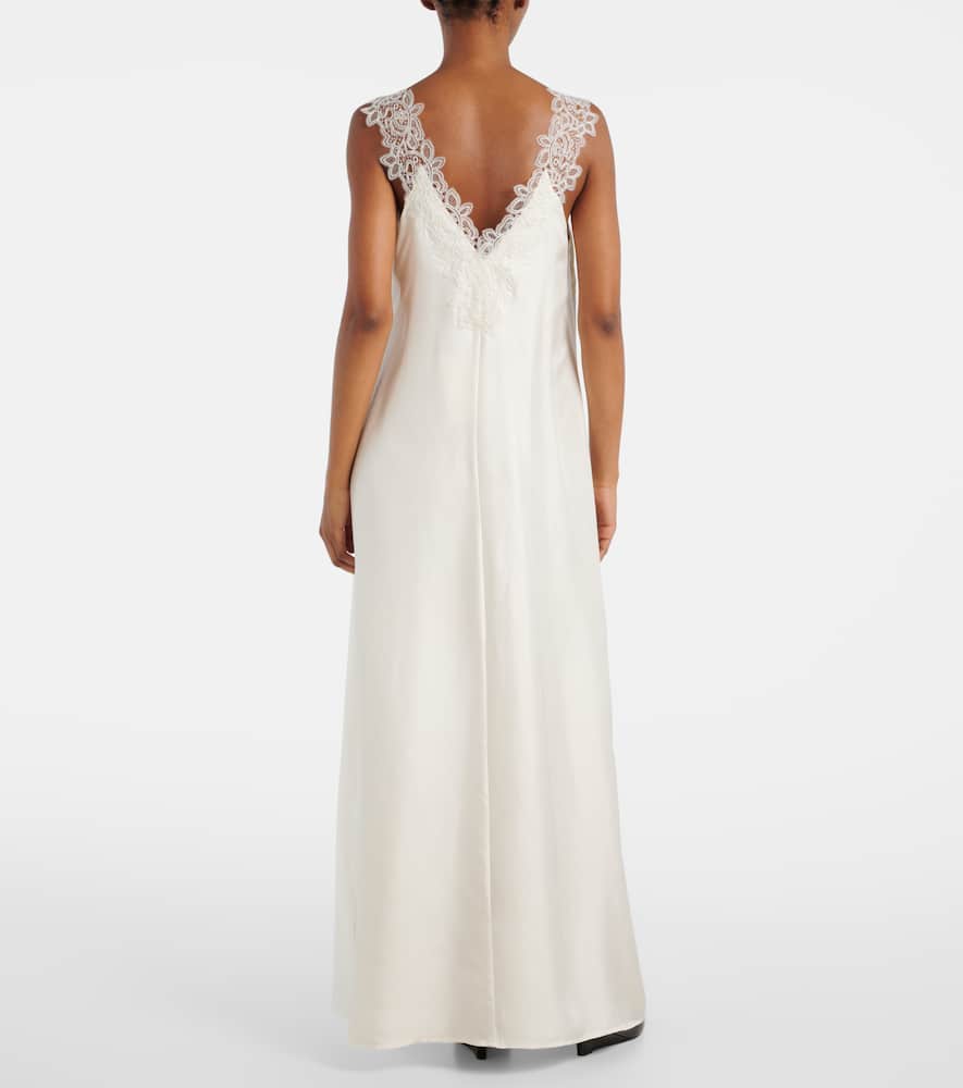 Róhe Lace-appliqué silk gown