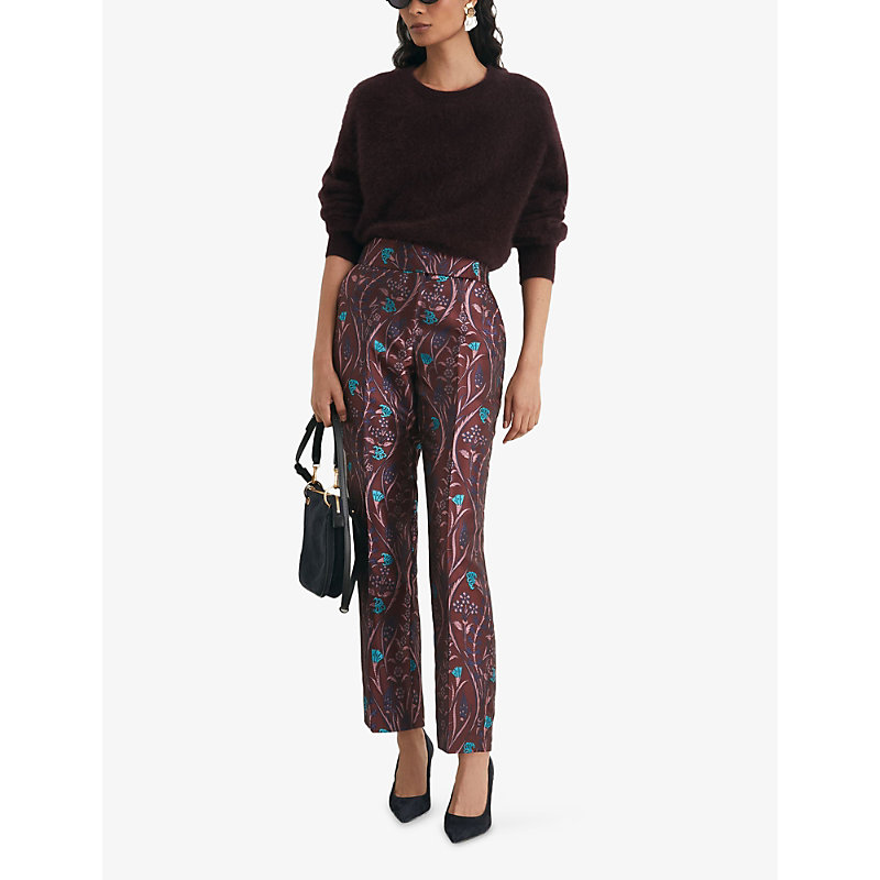 Womens Zayla Jacquard Tapered-Leg Woven Trousers
