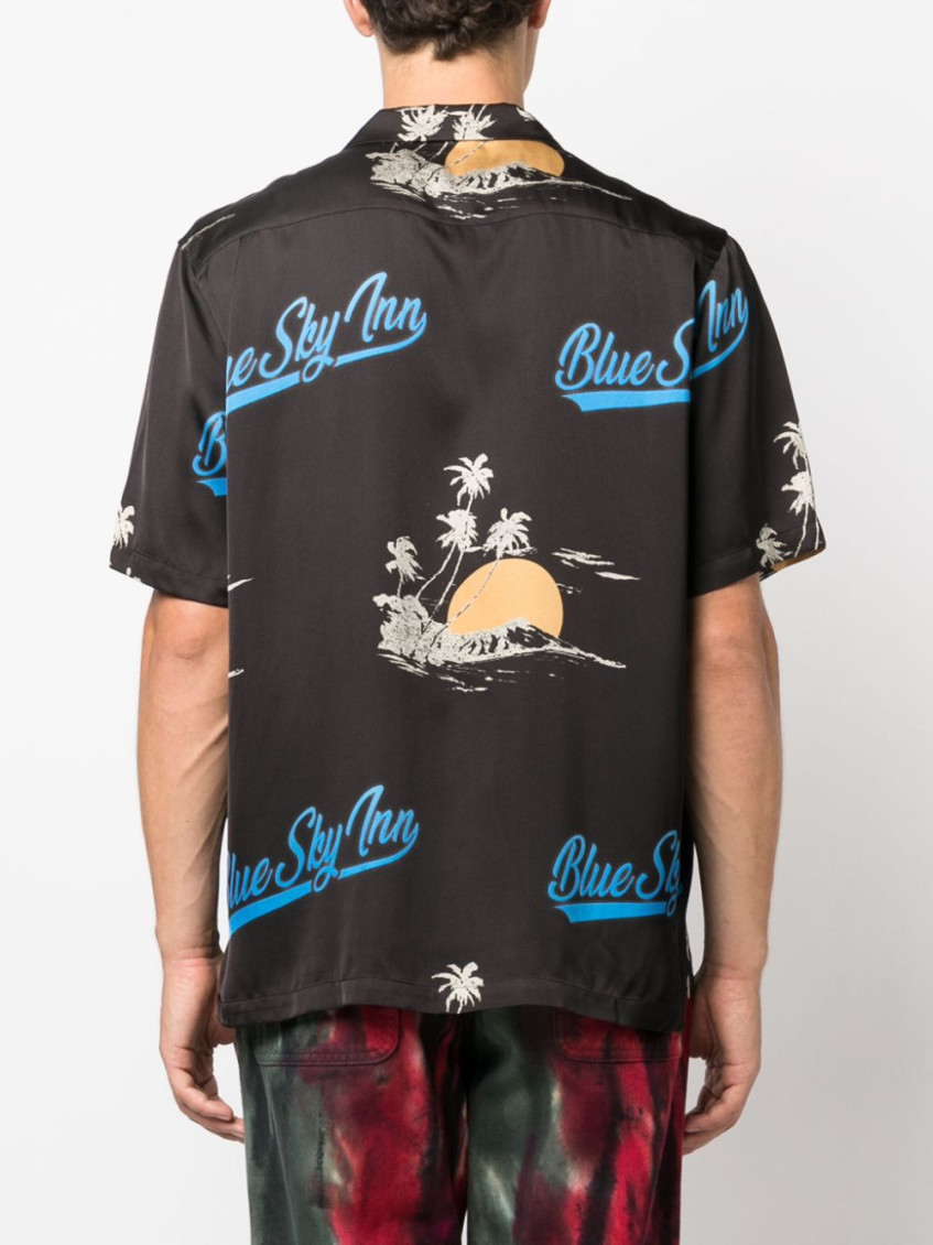 Black Logo viscose shirt