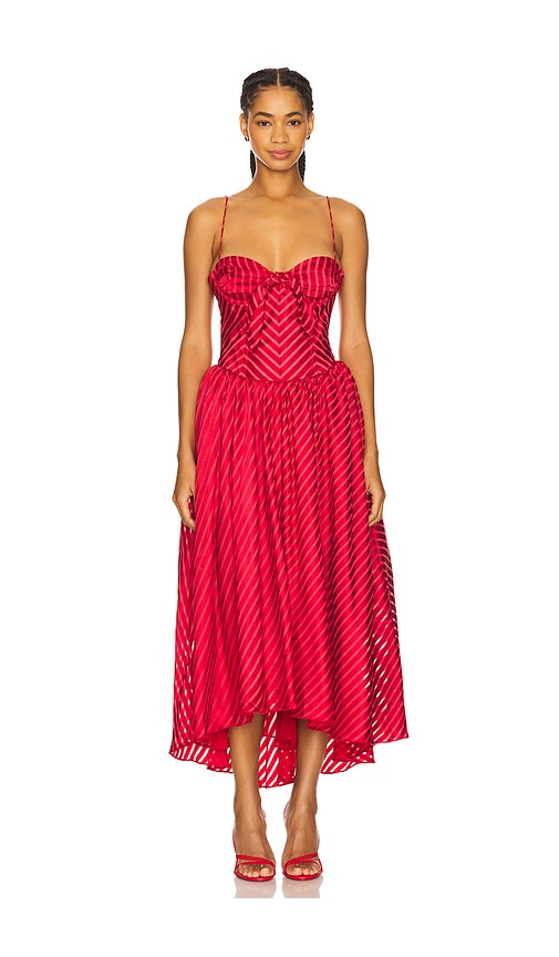 For Love & Lemons Burnout Stripe Maxi Dress in Red.  S also in L