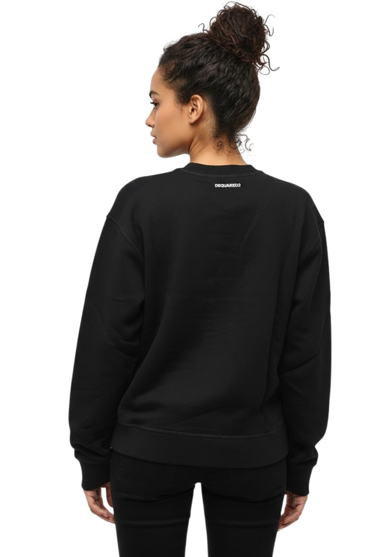 Black Graphic Crew Neck Sweatshirt