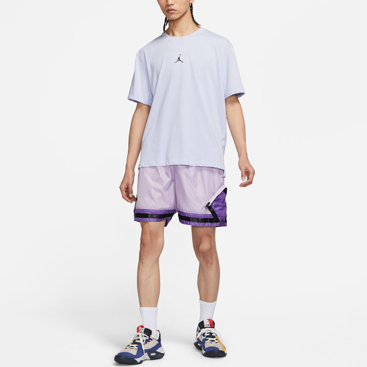 Sports Pullover Solid Color Round Neck Short Sleeve T-Shirt Men's Purple