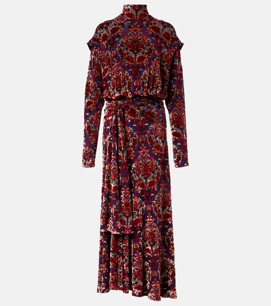 Draped jacquard maxi dress