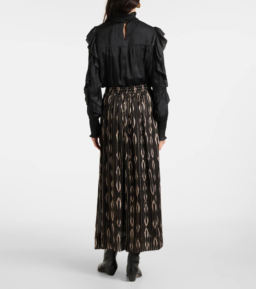 Samila pleated printed midi skirt