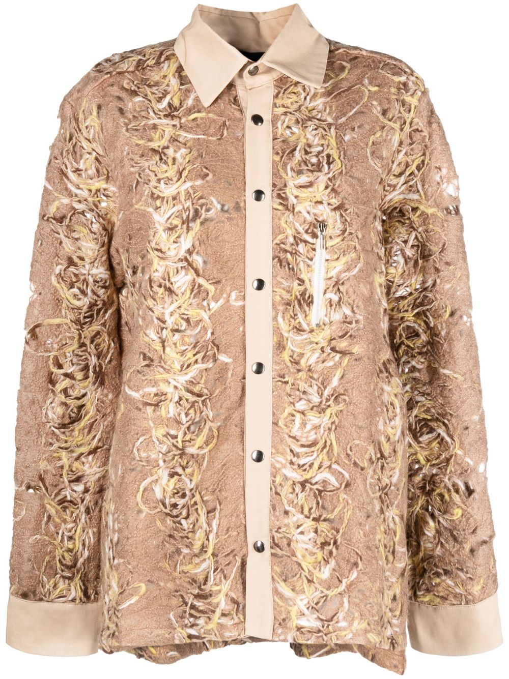 Distressed-effect long-sleeve shirt - Neutrals