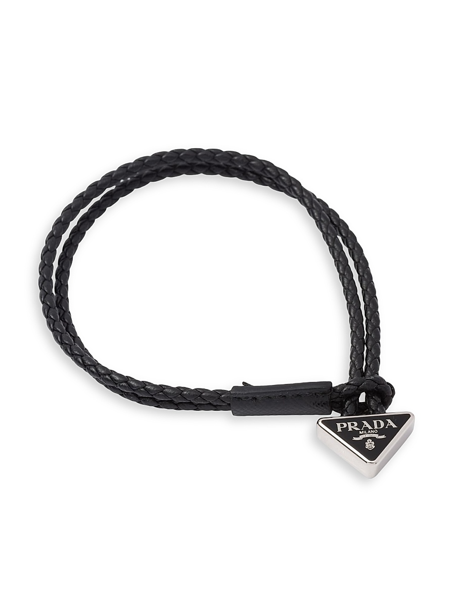 Men's Braided Nappa Leather Bracelet - Black