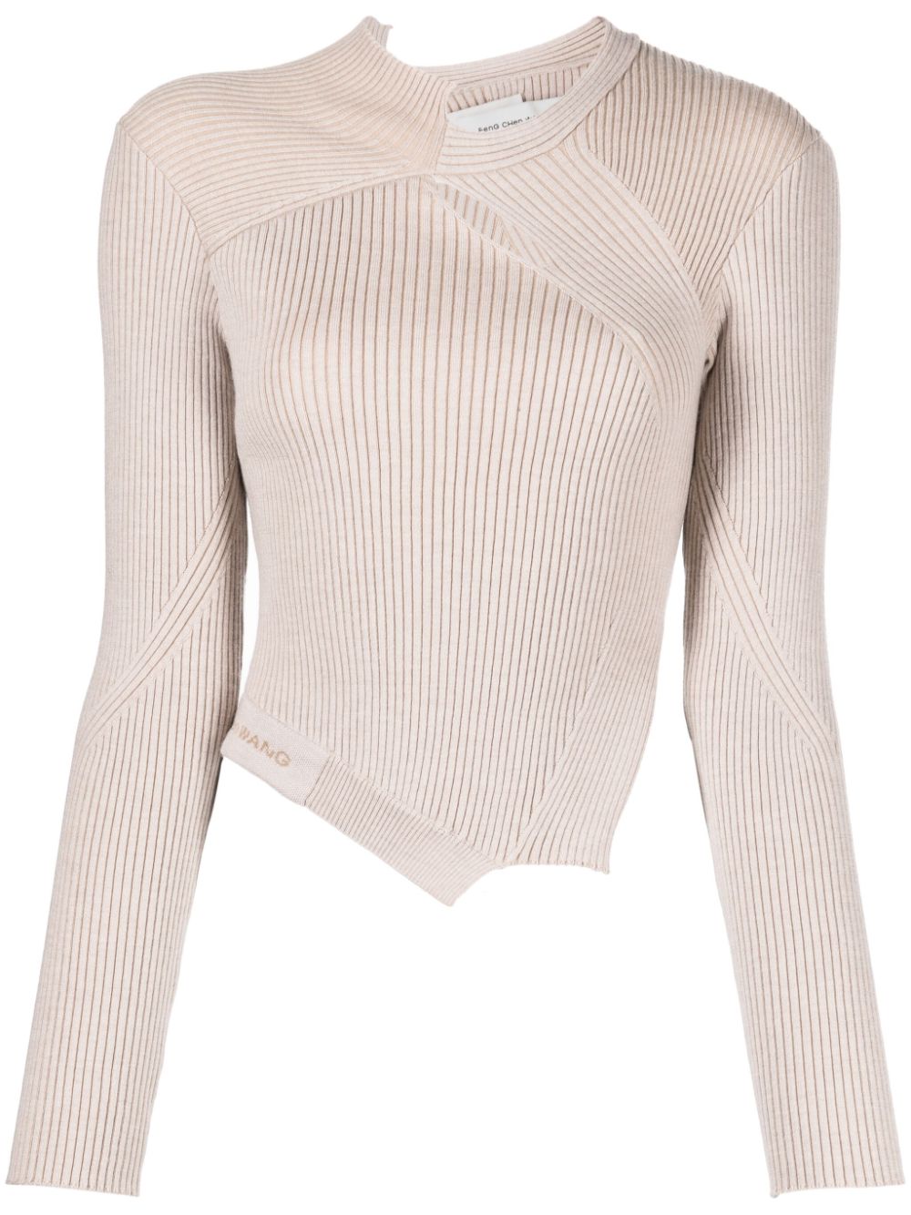 Cut-out detailing ribbed-knit jumper - Pink