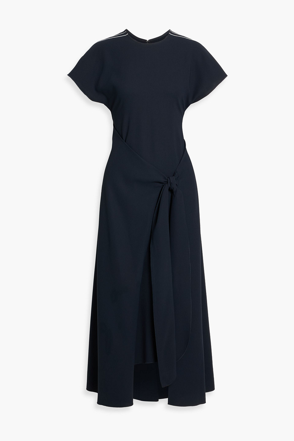 Bow-detailed crepe midi dress - Blue - UK 10