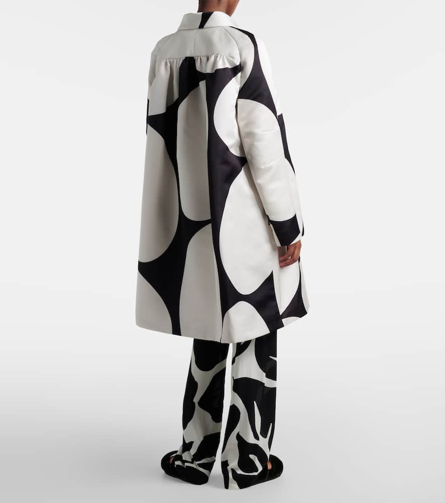 Polka-dot double-breasted satin coat