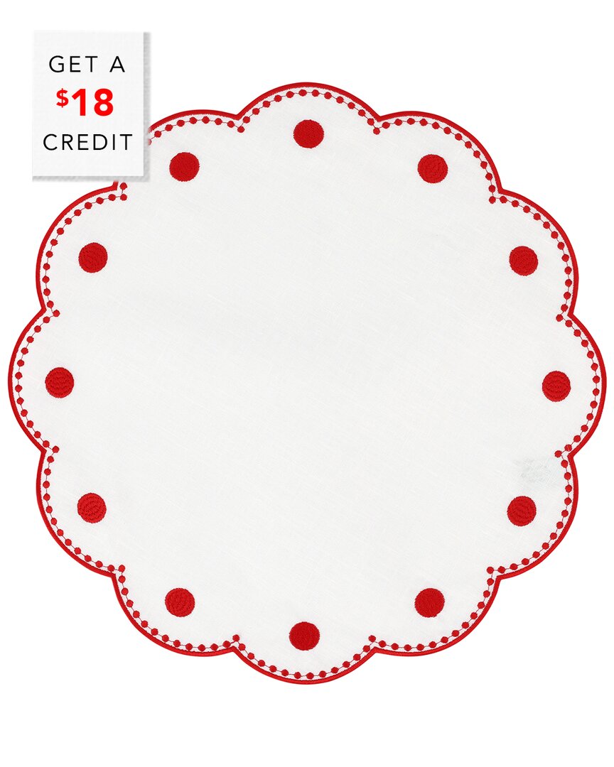 Set Of 4 Tessuti Round Placemats With Red Dots With $18 Credit