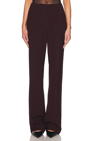 Mugler High Waisted Pant in Dark Plum - Burgundy. 34 also