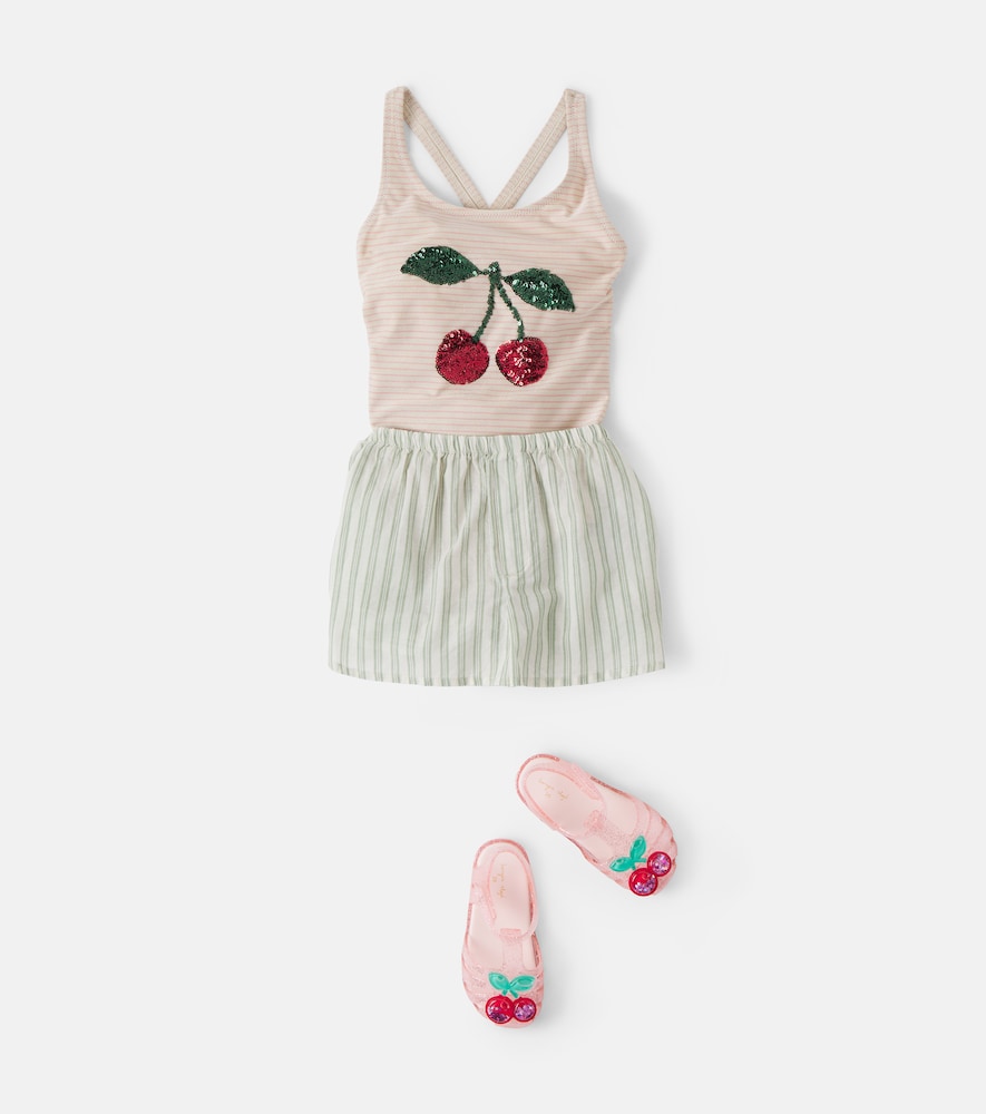 Konges Sløjd Jade sequined striped swimsuit