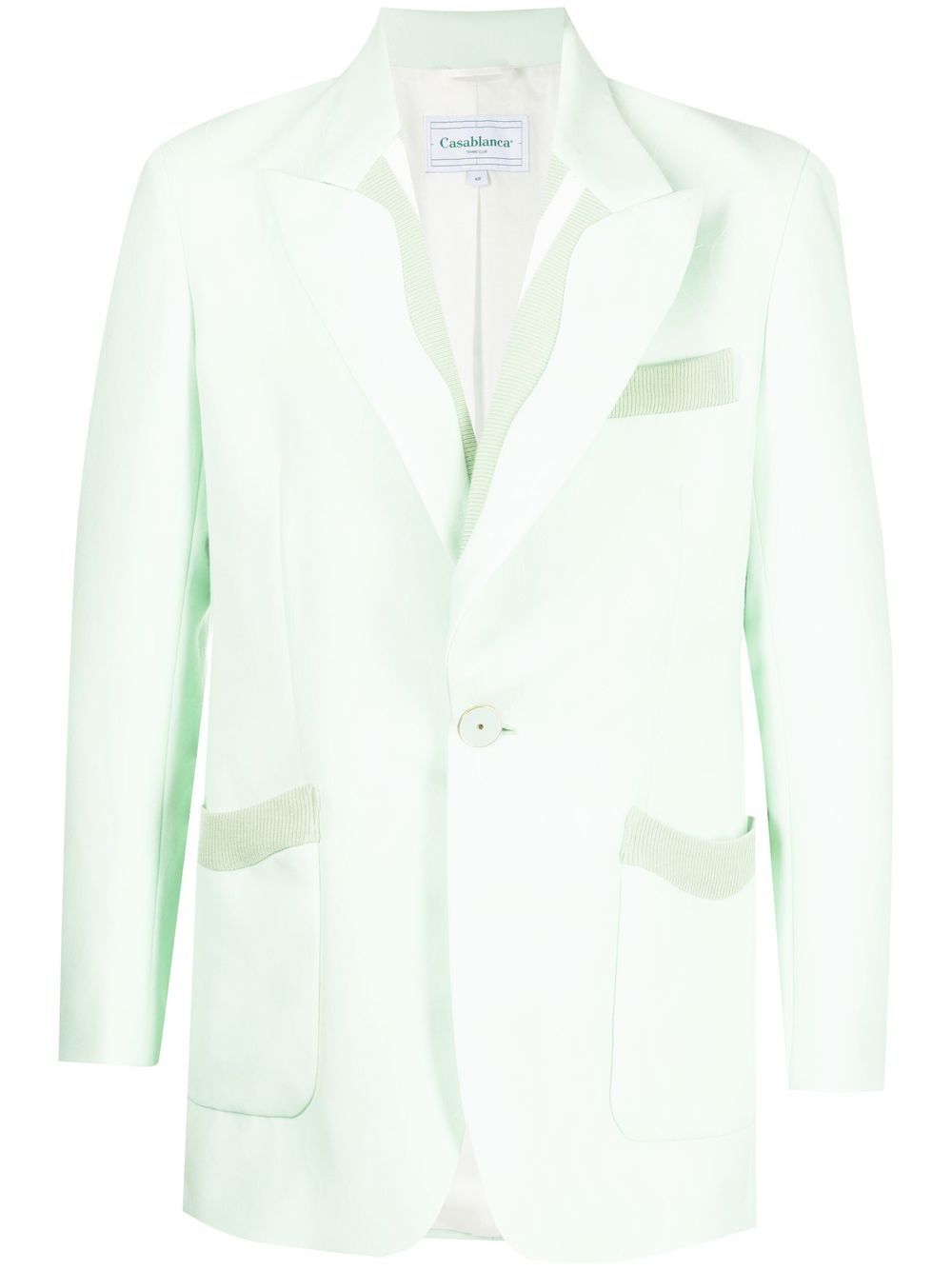 Memphis Pinstripe Single Breasted Rib Blazer - Green