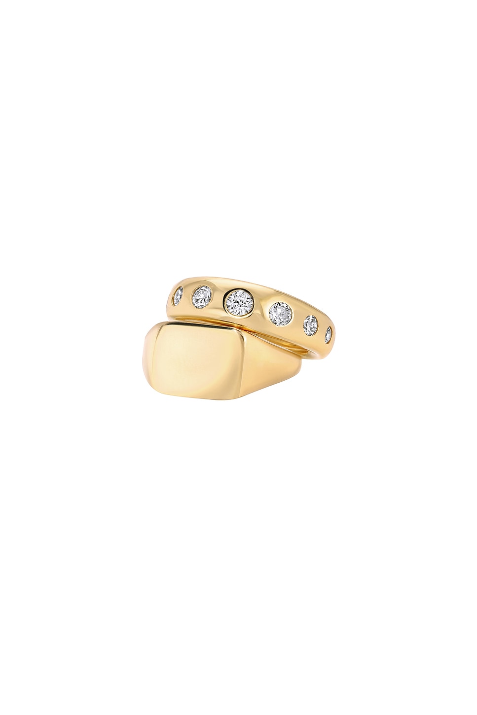 MEGA The Signet Pinky Stack in 14k Gold Plated - Metallic Gold.  7 also in