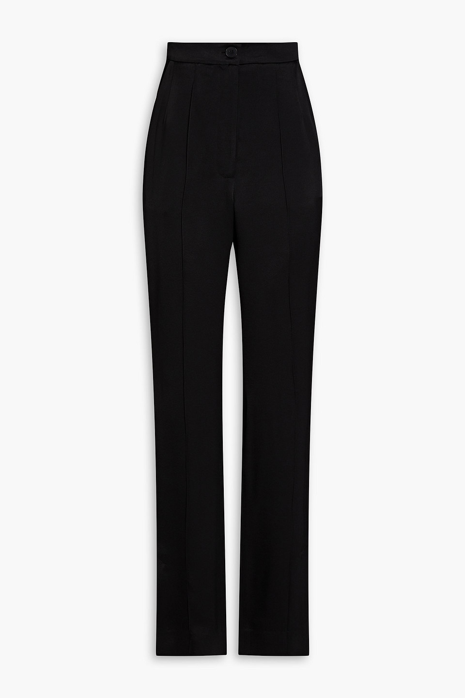 Satin-crepe straight-leg pants - Black - L