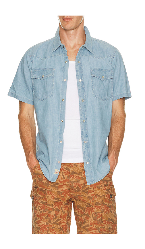 Iron & Resin Badwater Shirt in Blue. S. Also in M, L, XL/1X