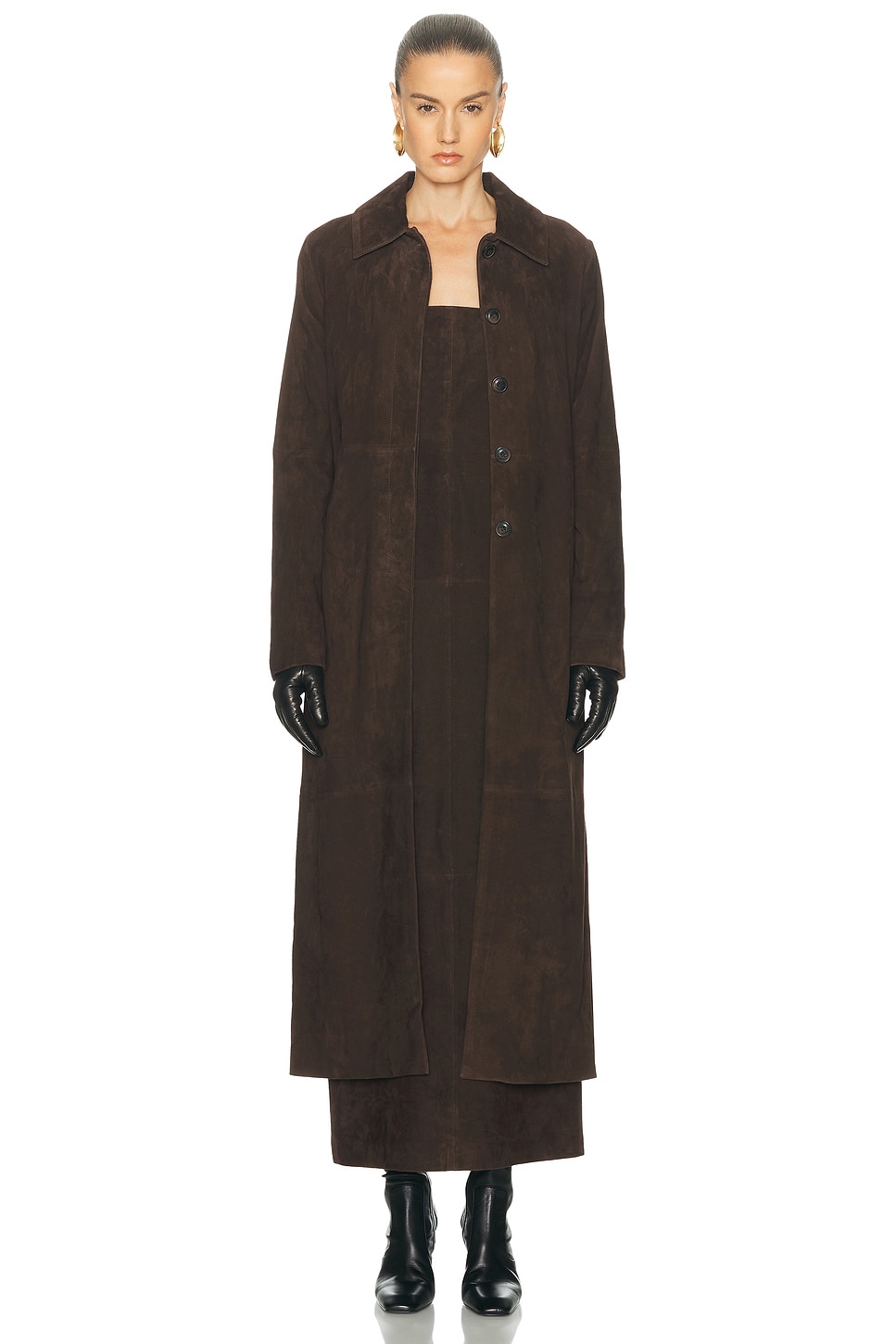 SRG Bruno Suede Coat in Chocolate - Chocolate. XS also in M, S