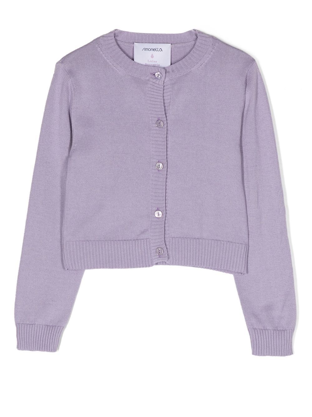 Fine knit long-sleeve cardigan - Purple