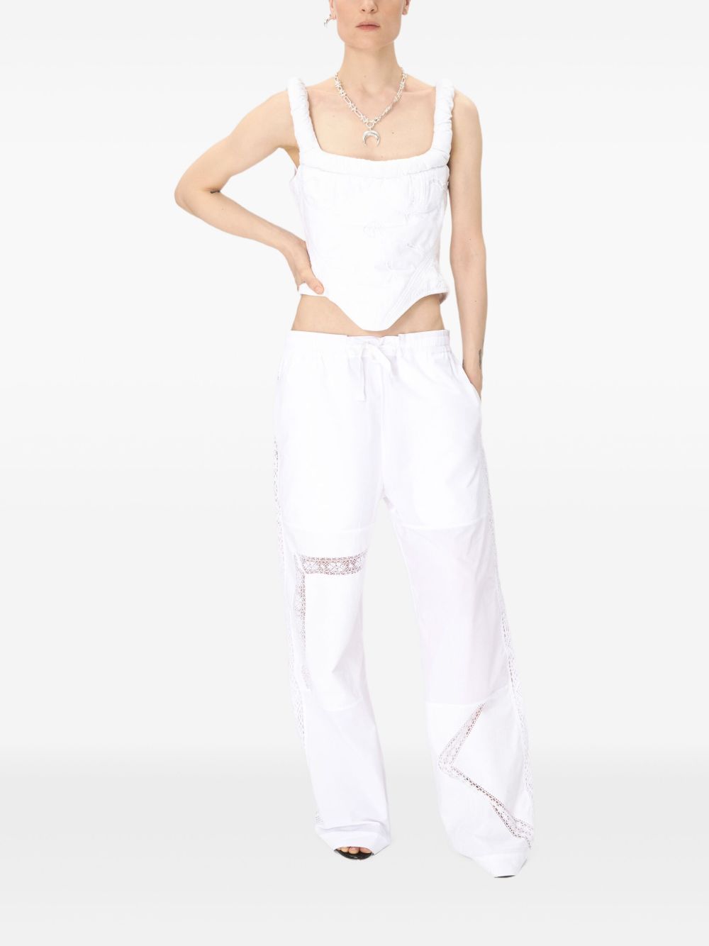 Marine Serre linen corset top - White