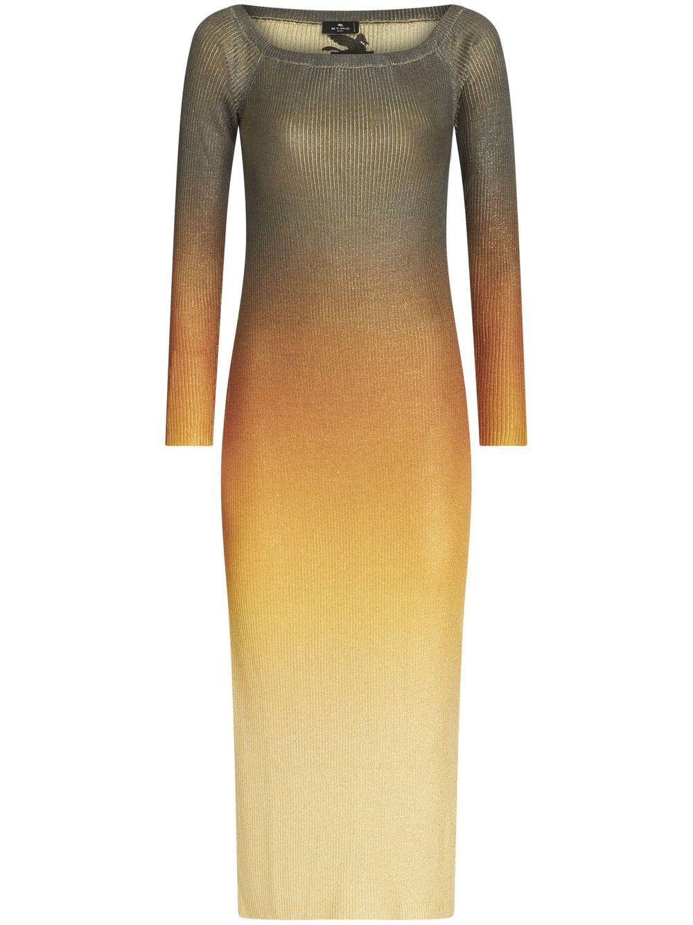 Gradient-effect ribbed-knit dress - Yellow