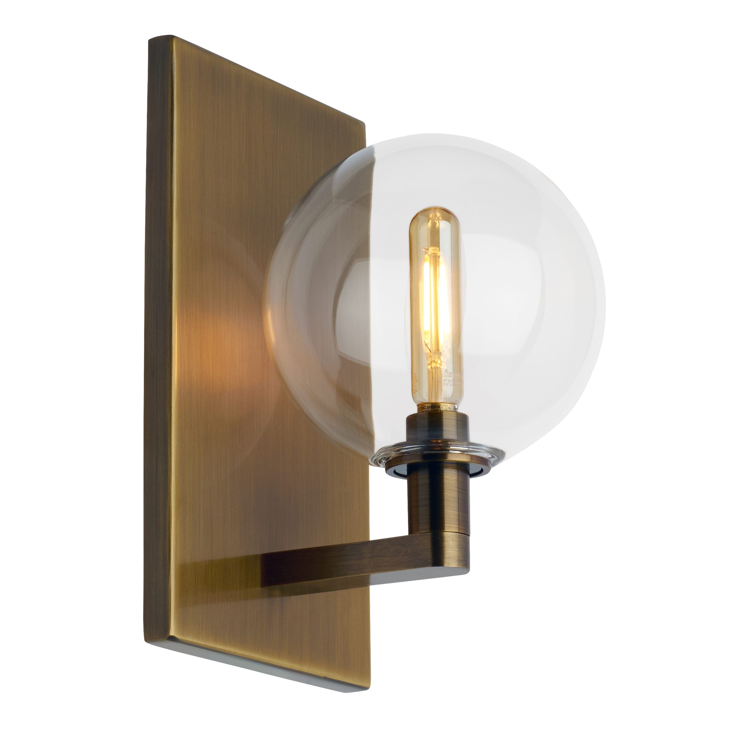 Gambit 9" Wall Sconce in Aged Brass and Clear