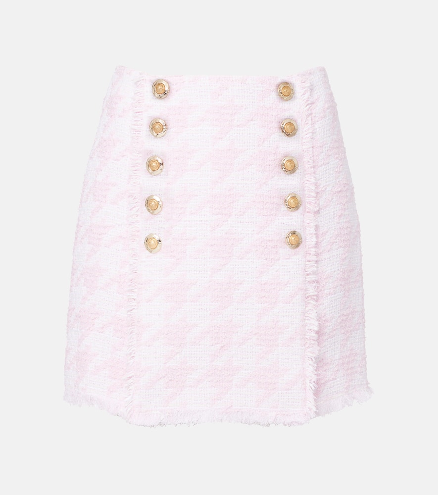 Houndstooth cotton-blend miniskirt