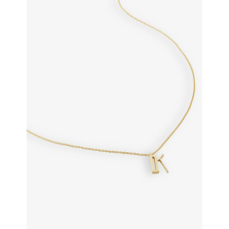 Womens Gold K Letter-charm 18ct Yellow Gold-plated Vermeil Recycled Sterling-silver Pendant Necklace 