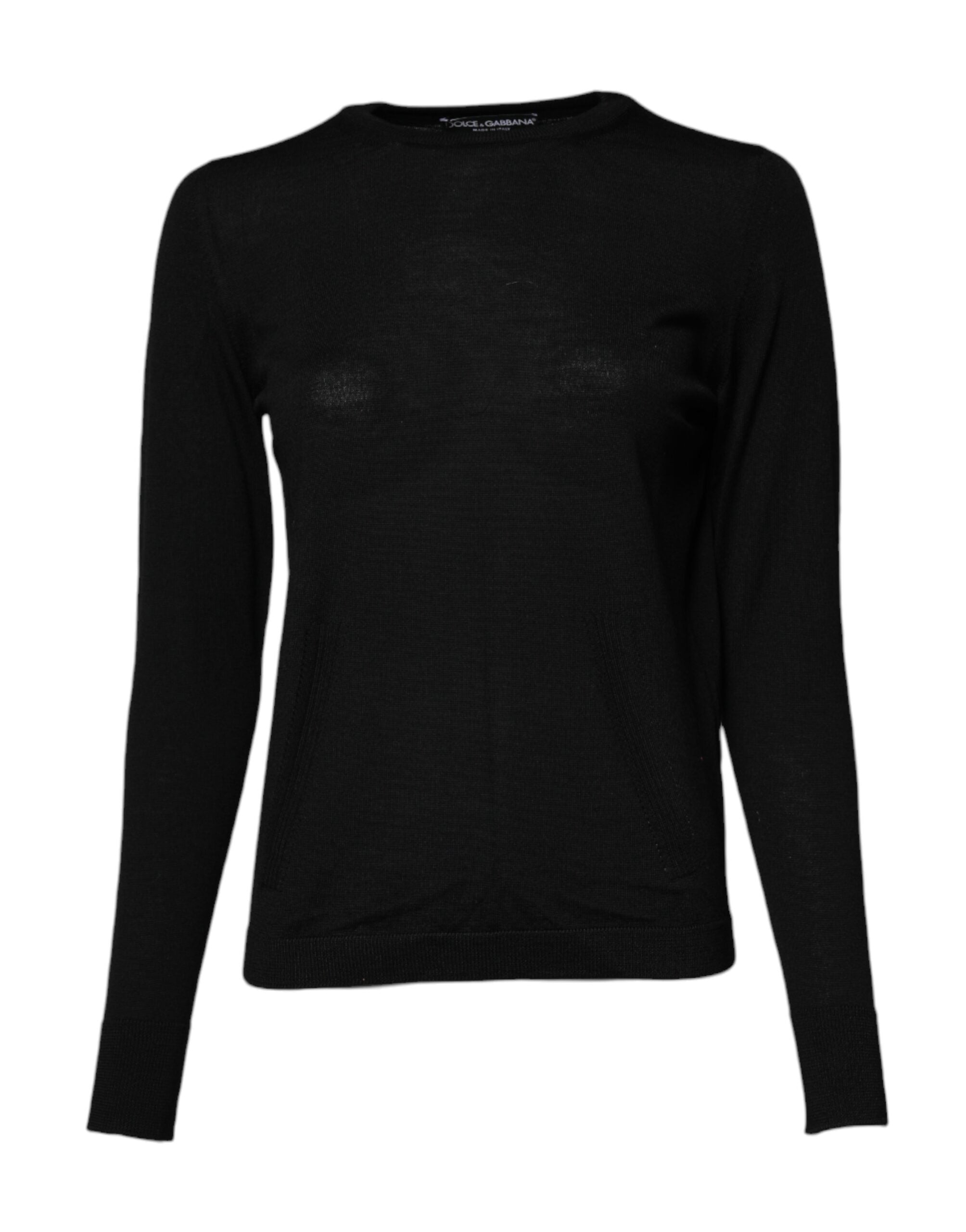 Virgin Wool Crew Neck Sweater — Black