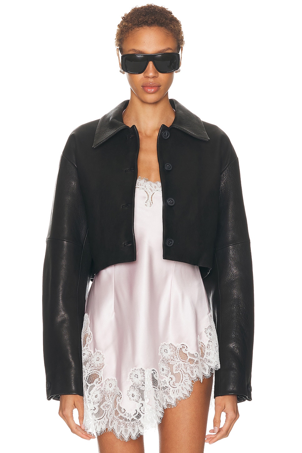SRG Alina Leather Jacket in Black - Black. L also in S